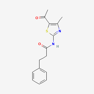 molecular formula C15H16N2O2S B2657916 N-(5-Acetyl-4-methyl-1,3-thiazol-2-yl)-3-phenylpropanamide CAS No. 354996-85-3