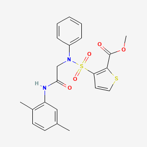 molecular formula C22H22N2O5S2 B2658011 methyl 3-({[(2,5-dimethylphenyl)carbamoyl]methyl}(phenyl)sulfamoyl)thiophene-2-carboxylate CAS No. 895264-28-5