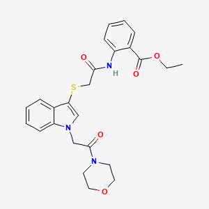 molecular formula C25H27N3O5S B2658018 ethyl 2-[2-({1-[2-(morpholin-4-yl)-2-oxoethyl]-1H-indol-3-yl}sulfanyl)acetamido]benzoate CAS No. 878053-64-6