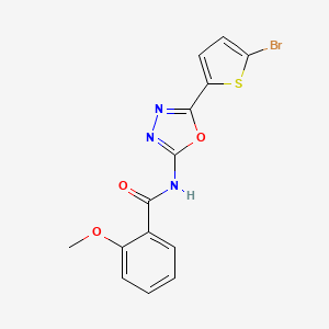 molecular formula C14H10BrN3O3S B2658060 N-[5-(5-bromothiophen-2-yl)-1,3,4-oxadiazol-2-yl]-2-methoxybenzamide CAS No. 1021036-28-1