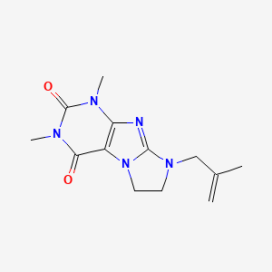 molecular formula C13H17N5O2 B2658093 1,3-dimethyl-8-(2-methylallyl)-7,8-dihydro-1H-imidazo[2,1-f]purine-2,4(3H,6H)-dione CAS No. 1010923-00-8