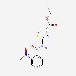 molecular formula C13H11N3O5S B2658106 Ethyl 2-(2-nitrobenzamido)thiazole-4-carboxylate CAS No. 324538-45-6