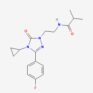 molecular formula C17H21FN4O2 B2658113 N-{2-[4-cyclopropyl-3-(4-fluorophenyl)-5-oxo-4,5-dihydro-1H-1,2,4-triazol-1-yl]ethyl}-2-methylpropanamide CAS No. 2310157-83-4