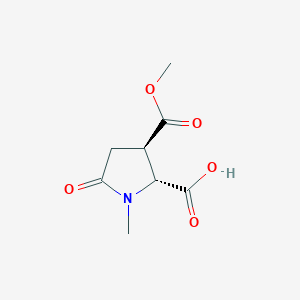 molecular formula C8H11NO5 B2658118 rac-(2R,3R)-3-(methoxycarbonyl)-1-methyl-5-oxopyrrolidine-2-carboxylicacid,trans CAS No. 2408938-65-6