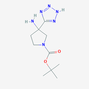 molecular formula C10H18N6O2 B2658137 tert-butyl 3-amino-3-(1H-1,2,3,4-tetrazol-5-yl)pyrrolidine-1-carboxylate CAS No. 2378503-23-0