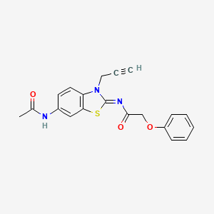 molecular formula C20H17N3O3S B2658151 N-[(2Z)-6-acetamido-3-(prop-2-yn-1-yl)-2,3-dihydro-1,3-benzothiazol-2-ylidene]-2-phenoxyacetamide 