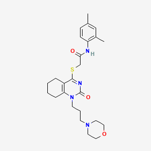 molecular formula C25H34N4O3S B2658171 N-(2,4-dimethylphenyl)-2-((1-(3-morpholinopropyl)-2-oxo-1,2,5,6,7,8-hexahydroquinazolin-4-yl)thio)acetamide CAS No. 899749-33-8