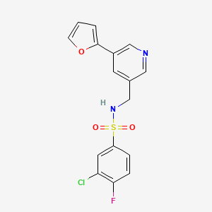 3-chloro-4-fluoro-N-((5-(furan-2-yl)pyridin-3-yl)methyl)benzenesulfonamide
