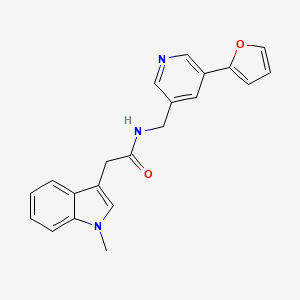 N-((5-(furan-2-yl)pyridin-3-yl)methyl)-2-(1-methyl-1H-indol-3-yl)acetamide