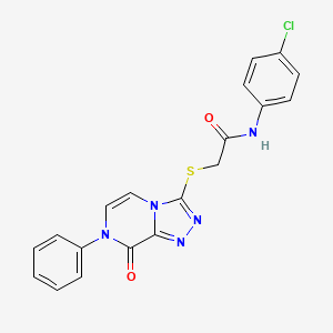 molecular formula C19H14ClN5O2S B2658247 N-(4-chlorophenyl)-2-({8-oxo-7-phenyl-7H,8H-[1,2,4]triazolo[4,3-a]pyrazin-3-yl}sulfanyl)acetamide CAS No. 1242897-97-7