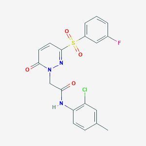molecular formula C19H15ClFN3O4S B2658256 N-(2-chloro-4-methylphenyl)-2-(3-((3-fluorophenyl)sulfonyl)-6-oxopyridazin-1(6H)-yl)acetamide CAS No. 1251570-11-2