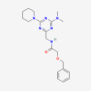 2-(benzyloxy)-N-((4-(dimethylamino)-6-(piperidin-1-yl)-1,3,5-triazin-2-yl)methyl)acetamide