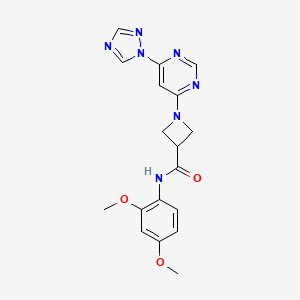 molecular formula C18H19N7O3 B2658263 1-(6-(1H-1,2,4-triazol-1-yl)pyrimidin-4-yl)-N-(2,4-dimethoxyphenyl)azetidine-3-carboxamide CAS No. 2034478-42-5