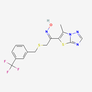 (Z)-N-(1-{6-methyl-[1,2,4]triazolo[3,2-b][1,3]thiazol-5-yl}-2-({[3-(trifluoromethyl)phenyl]methyl}sulfanyl)ethylidene)hydroxylamine