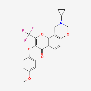 9-cyclopropyl-3-(4-methoxyphenoxy)-2-(trifluoromethyl)-9,10-dihydro-4H,8H-chromeno[8,7-e][1,3]oxazin-4-one