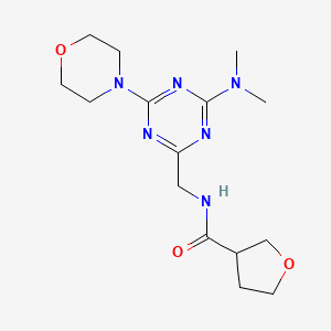 molecular formula C15H24N6O3 B2658272 N-((4-(dimethylamino)-6-morpholino-1,3,5-triazin-2-yl)methyl)tetrahydrofuran-3-carboxamide CAS No. 2034409-10-2