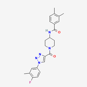 molecular formula C24H26FN5O2 B2658294 N-(1-(1-(4-fluoro-3-methylphenyl)-1H-1,2,3-triazole-4-carbonyl)piperidin-4-yl)-3,4-dimethylbenzamide CAS No. 1251690-74-0