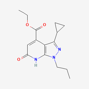 molecular formula C15H19N3O3 B2658305 ethyl 3-cyclopropyl-6-oxo-1-propyl-6,7-dihydro-1H-pyrazolo[3,4-b]pyridine-4-carboxylate CAS No. 1174839-56-5