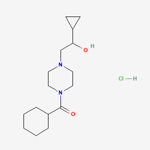 molecular formula C16H29ClN2O2 B2658310 Cyclohexyl(4-(2-cyclopropyl-2-hydroxyethyl)piperazin-1-yl)methanone hydrochloride CAS No. 1396711-28-6
