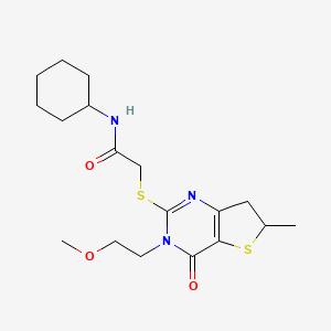 N-cyclohexyl-2-((3-(2-methoxyethyl)-6-methyl-4-oxo-3,4,6,7-tetrahydrothieno[3,2-d]pyrimidin-2-yl)thio)acetamide