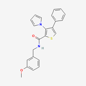 molecular formula C23H20N2O2S B2658336 N-[(3-methoxyphenyl)methyl]-4-phenyl-3-(1H-pyrrol-1-yl)thiophene-2-carboxamide CAS No. 1251609-74-1
