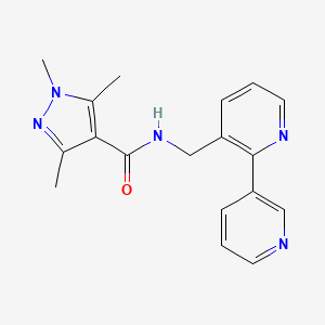 molecular formula C18H19N5O B2658383 N-({[2,3'-bipyridine]-3-yl}methyl)-1,3,5-trimethyl-1H-pyrazole-4-carboxamide CAS No. 1903548-81-1