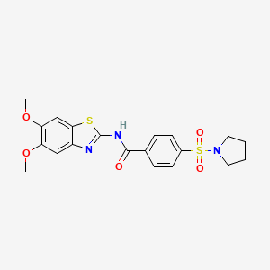 molecular formula C20H21N3O5S2 B2658540 N-(5,6-dimethoxy-1,3-benzothiazol-2-yl)-4-(pyrrolidine-1-sulfonyl)benzamide CAS No. 895436-89-2