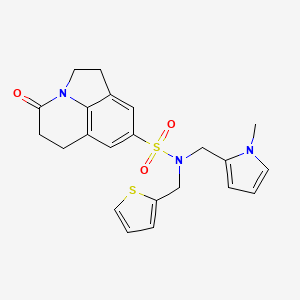 N-[(1-Methylpyrrol-2-yl)methyl]-11-oxo-N-(thiophen-2-ylmethyl)-1-azatricyclo[6.3.1.04,12]dodeca-4,6,8(12)-triene-6-sulfonamide