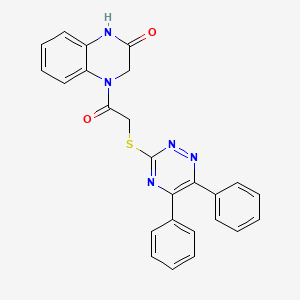 4-(2-((5,6-diphenyl-1,2,4-triazin-3-yl)thio)acetyl)-3,4-dihydroquinoxalin-2(1H)-one