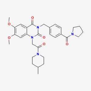 6,7-dimethoxy-1-[2-(4-methylpiperidin-1-yl)-2-oxoethyl]-3-[4-(pyrrolidin-1-ylcarbonyl)benzyl]quinazoline-2,4(1H,3H)-dione