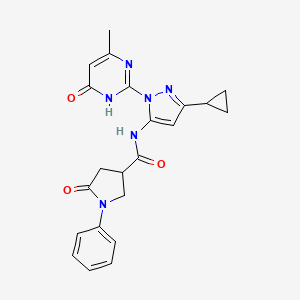 N-(3-cyclopropyl-1-(4-methyl-6-oxo-1,6-dihydropyrimidin-2-yl)-1H-pyrazol-5-yl)-5-oxo-1-phenylpyrrolidine-3-carboxamide