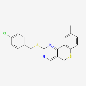 4-chlorobenzyl 9-methyl-5H-thiochromeno[4,3-d]pyrimidin-2-yl sulfide