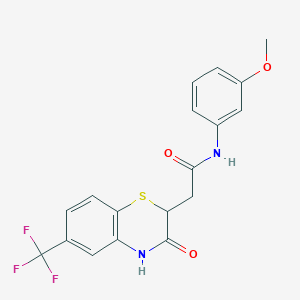 molecular formula C18H15F3N2O3S B2658640 N-(3-methoxyphenyl)-2-[3-oxo-6-(trifluoromethyl)-3,4-dihydro-2H-1,4-benzothiazin-2-yl]acetamide CAS No. 432016-25-6