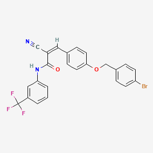 molecular formula C24H16BrF3N2O2 B2658648 (Z)-3-[4-[(4-Bromophenyl)methoxy]phenyl]-2-cyano-N-[3-(trifluoromethyl)phenyl]prop-2-enamide CAS No. 380561-02-4