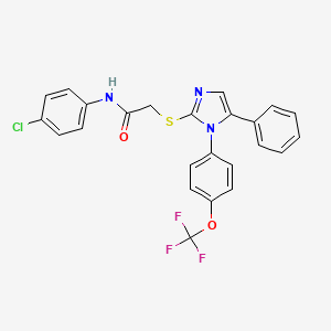 molecular formula C24H17ClF3N3O2S B2658651 N-(4-chlorophenyl)-2-((5-phenyl-1-(4-(trifluoromethoxy)phenyl)-1H-imidazol-2-yl)thio)acetamide CAS No. 1226450-12-9