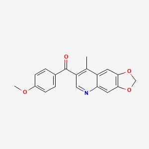 molecular formula C19H15NO4 B2658653 (4-Methoxyphenyl)(8-methyl[1,3]dioxolo[4,5-g]quinolin-7-yl)methanone CAS No. 866051-32-3