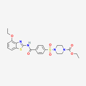 molecular formula C23H26N4O6S2 B2658702 Ethyl 4-((4-((4-ethoxybenzo[d]thiazol-2-yl)carbamoyl)phenyl)sulfonyl)piperazine-1-carboxylate CAS No. 477506-06-2