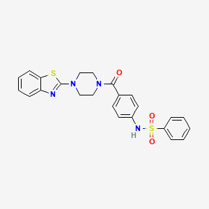molecular formula C24H22N4O3S2 B2658703 N-{4-[4-(1,3-benzothiazol-2-yl)piperazine-1-carbonyl]phenyl}benzenesulfonamide CAS No. 886902-04-1