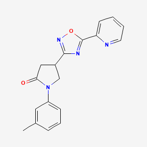 molecular formula C18H16N4O2 B2658715 1-(3-Methylphenyl)-4-(5-pyridin-2-yl-1,2,4-oxadiazol-3-yl)pyrrolidin-2-one CAS No. 1171625-28-7
