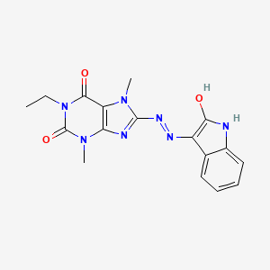 (Z)-1-ethyl-3,7-dimethyl-8-(2-(2-oxoindolin-3-ylidene)hydrazinyl)-1H-purine-2,6(3H,7H)-dione