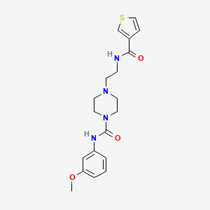 molecular formula C19H24N4O3S B2658730 N-(3-methoxyphenyl)-4-(2-(thiophene-3-carboxamido)ethyl)piperazine-1-carboxamide CAS No. 1219906-97-4
