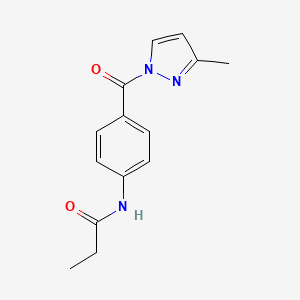 molecular formula C14H15N3O2 B2658793 N-(4-(3-methyl-1H-pyrazole-1-carbonyl)phenyl)propionamide CAS No. 511516-92-0