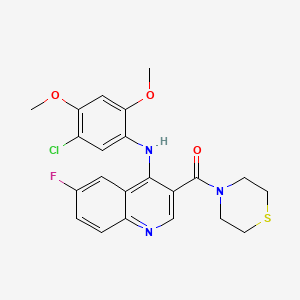 (4-((5-Chloro-2,4-dimethoxyphenyl)amino)-6-fluoroquinolin-3-yl)(thiomorpholino)methanone