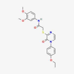 molecular formula C22H23N3O5S B2658817 N-(3,4-dimethoxyphenyl)-2-((4-(4-ethoxyphenyl)-3-oxo-3,4-dihydropyrazin-2-yl)thio)acetamide CAS No. 899759-55-8