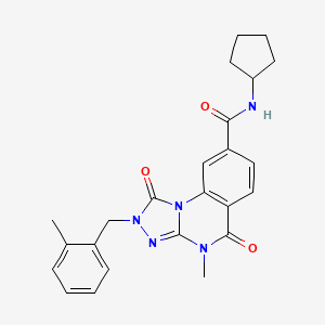 molecular formula C24H25N5O3 B2658819 N-cyclopentyl-4-methyl-2-[(2-methylphenyl)methyl]-1,5-dioxo-1H,2H,4H,5H-[1,2,4]triazolo[4,3-a]quinazoline-8-carboxamide CAS No. 1105224-95-0