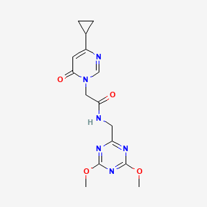 2-(4-cyclopropyl-6-oxopyrimidin-1(6H)-yl)-N-((4,6-dimethoxy-1,3,5-triazin-2-yl)methyl)acetamide