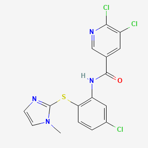 5,6-dichloro-N-{5-chloro-2-[(1-methyl-1H-imidazol-2-yl)sulfanyl]phenyl}pyridine-3-carboxamide