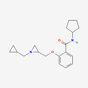 molecular formula C19H26N2O2 B2658846 N-Cyclopentyl-2-[[1-(cyclopropylmethyl)aziridin-2-yl]methoxy]benzamide CAS No. 2418727-00-9