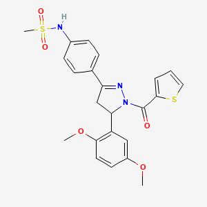molecular formula C23H23N3O5S2 B2658848 N-(4-(5-(2,5-dimethoxyphenyl)-1-(thiophene-2-carbonyl)-4,5-dihydro-1H-pyrazol-3-yl)phenyl)methanesulfonamide CAS No. 852141-12-9