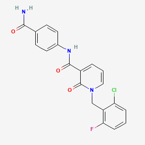 molecular formula C20H15ClFN3O3 B2658856 N-(4-carbamoylphenyl)-1-[(2-chloro-6-fluorophenyl)methyl]-2-oxo-1,2-dihydropyridine-3-carboxamide CAS No. 946247-14-9
